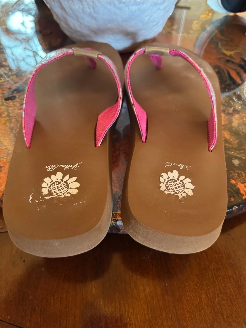 Yellow Box Floral Flip Flops - Picture 2 of 3